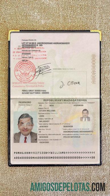 Foto do passaporte de Madagascar baixar para verificação